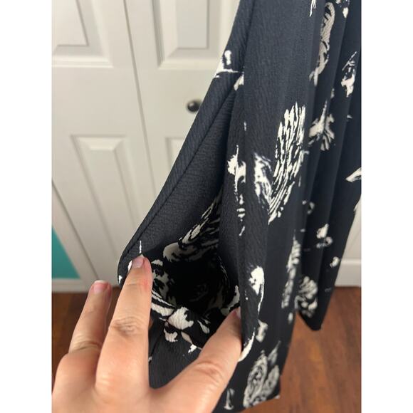 Jumpsuit M/L Boho Lagenlook Baggy Harem Adjustable Spaghetti Strap Black Floral - Picture 4 of 8